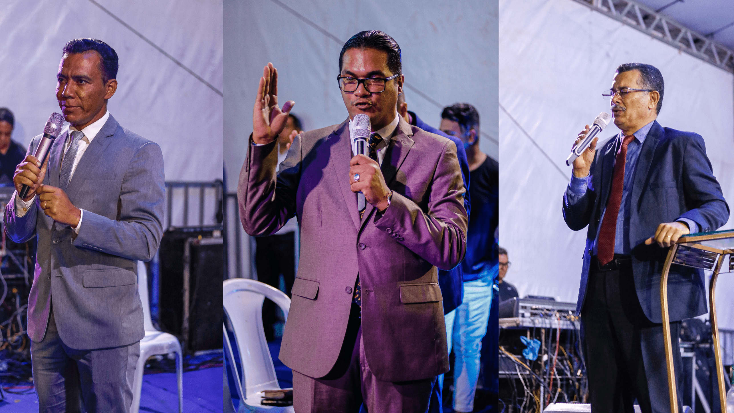 Da esquerda para a direita: vereador Tayronne Henrique, pastor Everaldo Junior e pastor Cláudio Lemos.