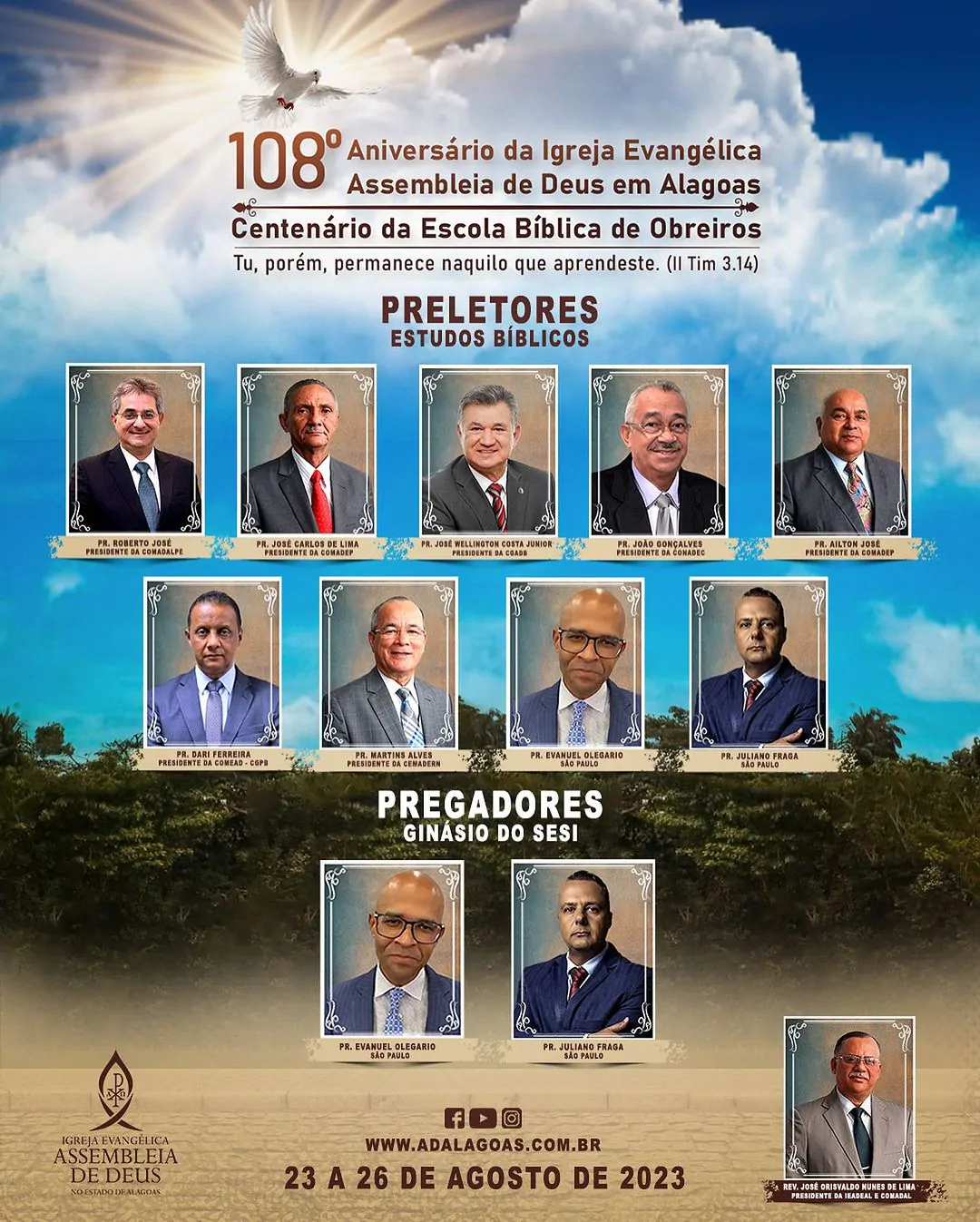 Convenção Estadual 2023: AD Alagoas divulga nomes dos participantes.